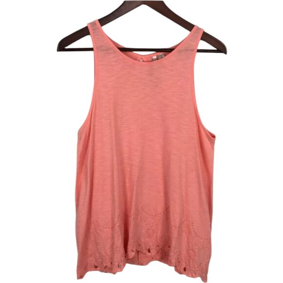 LC Lauren Conrad Peach Pink Tank Top Eyelet Hem Women's Size Medium - Picture 1 of 5